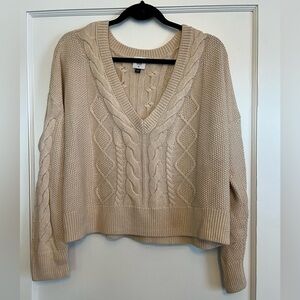 Cabi Cropped Cable Pullover - Medium